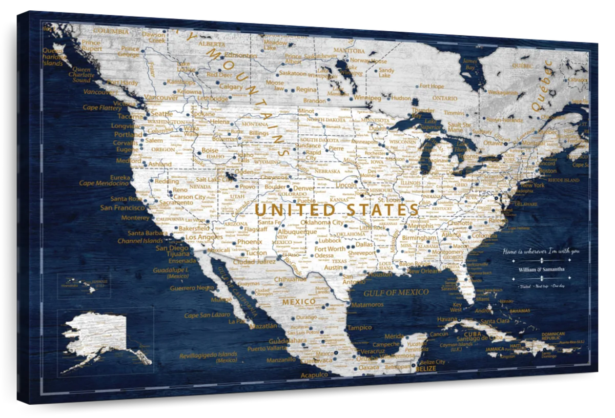 Personalized Bold Horizons Push Pin USA Map 1
