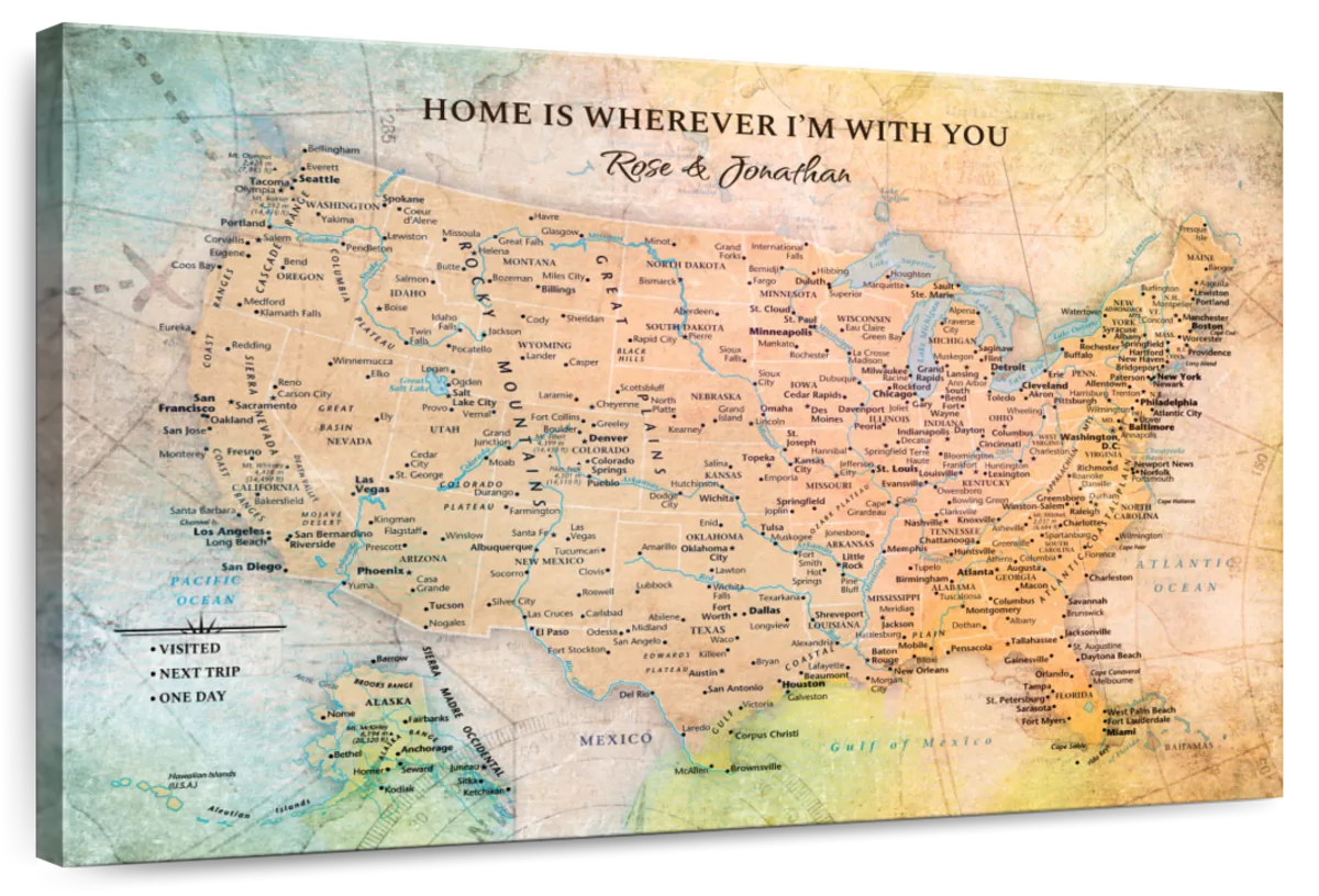 Personalized I'm With You Push Pin USA Map 1
