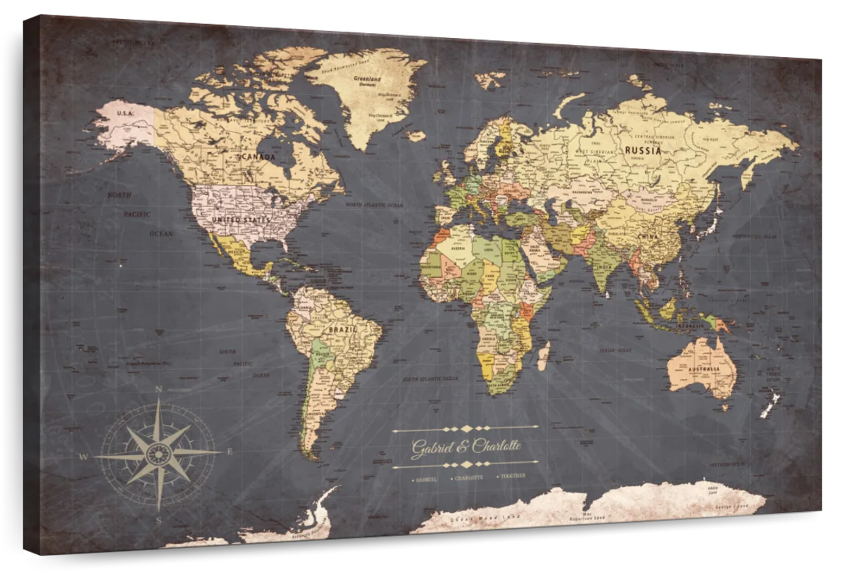 Personalized New Horizons Push Pin World Map 1