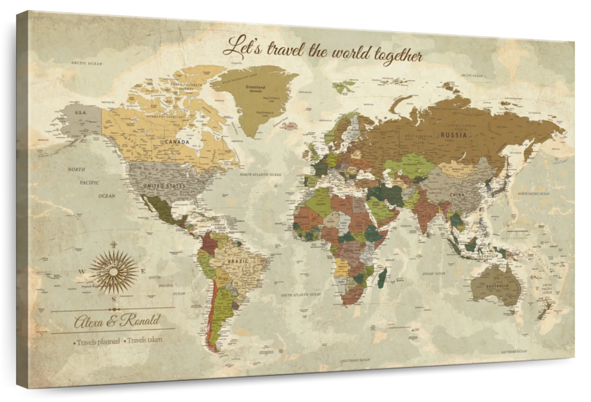 Personalized Travel The World Together Push Pin Map 1