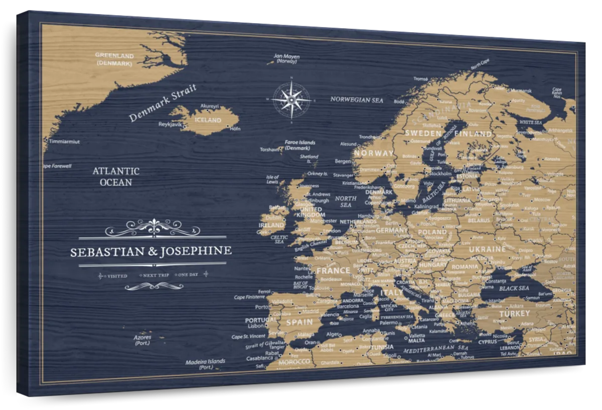 Personalized Vintage Europe Push Pin Map 1