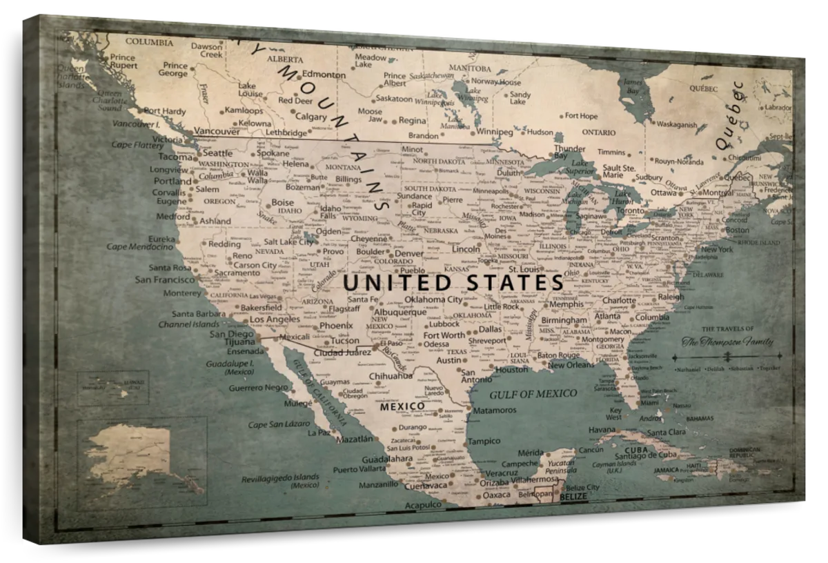 Personalized Vintage Push Pin USA Map 1
