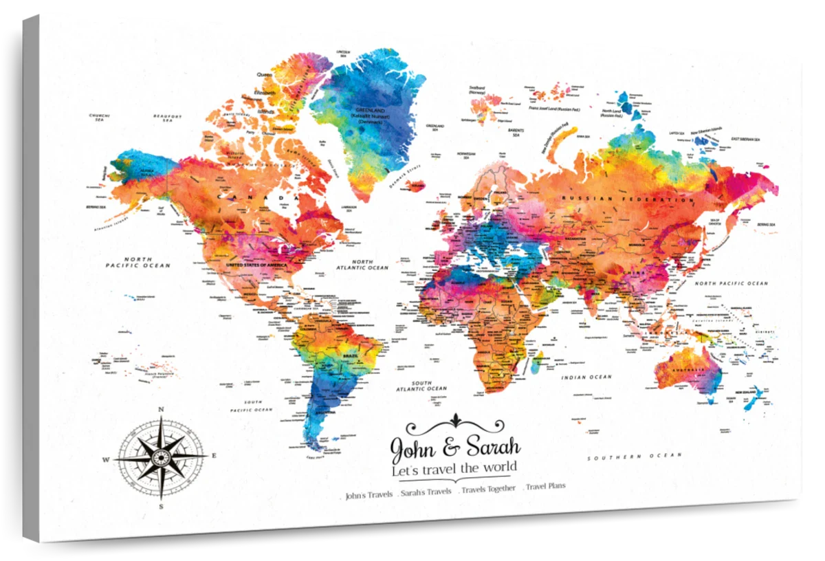 Personalized World Traveler Push Pin Map 1