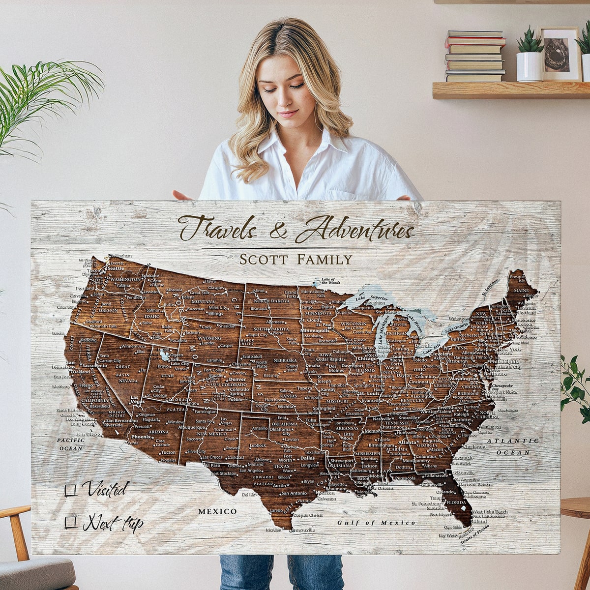 US Travel Map with Pins