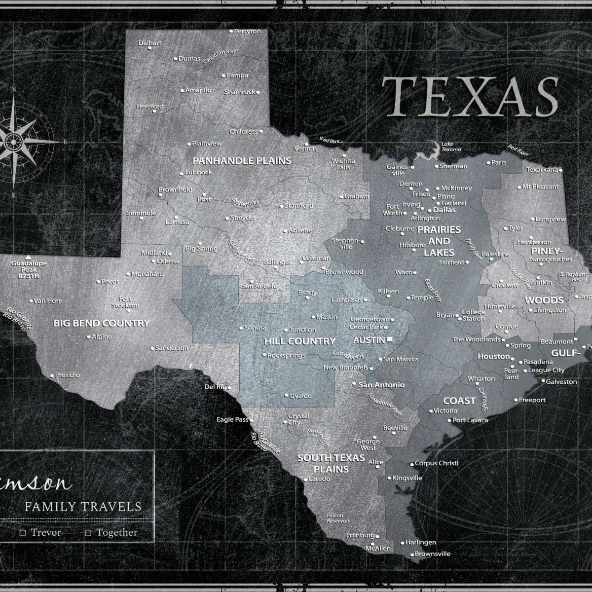 States and Regions Push Pin Maps