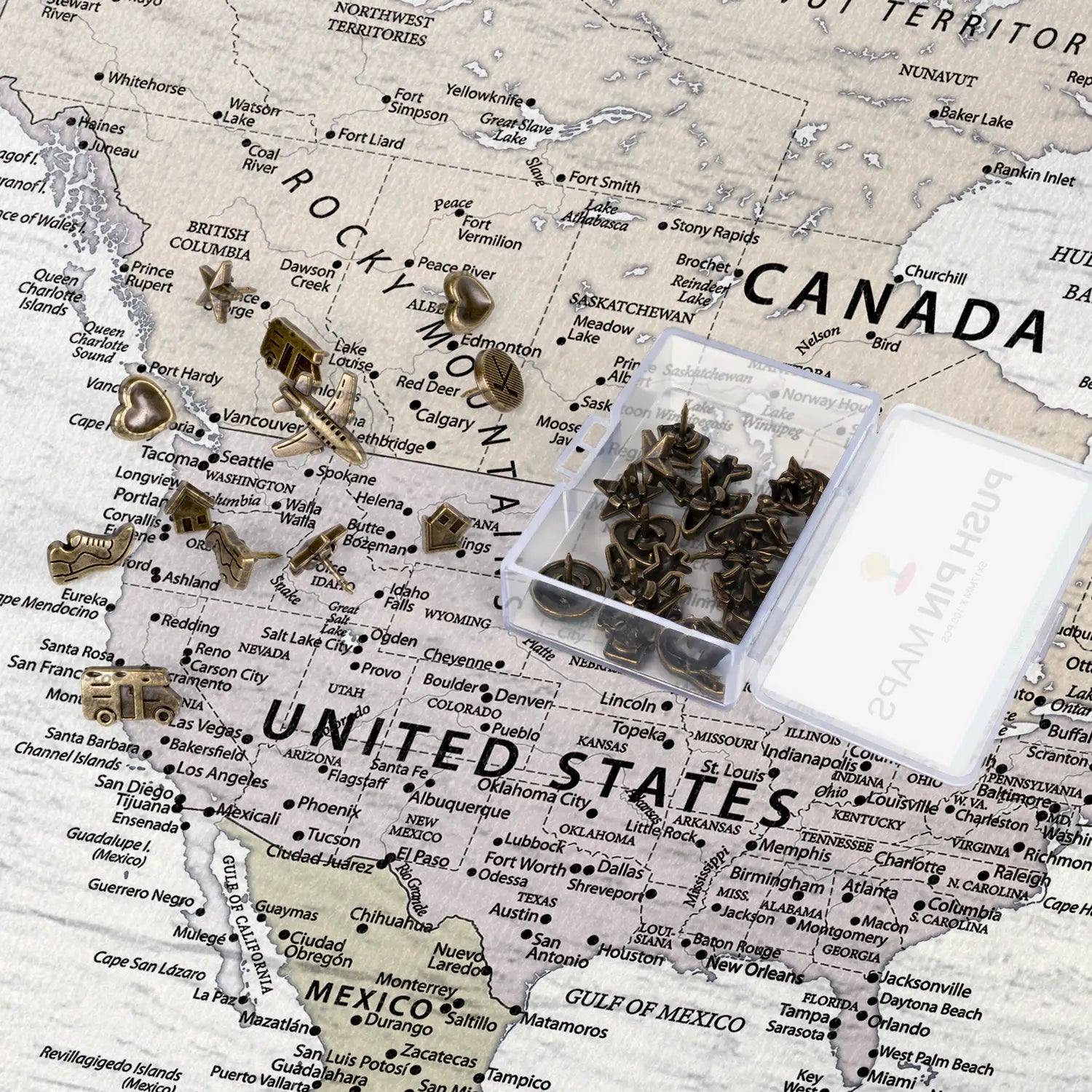 Decorative Map Push Pins (7pcs)