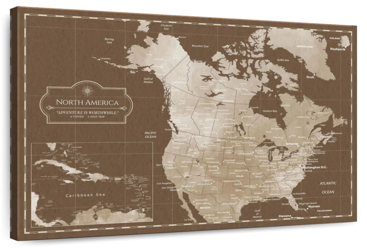 Adventure Is Worthwhile North America Push Pin Map 1