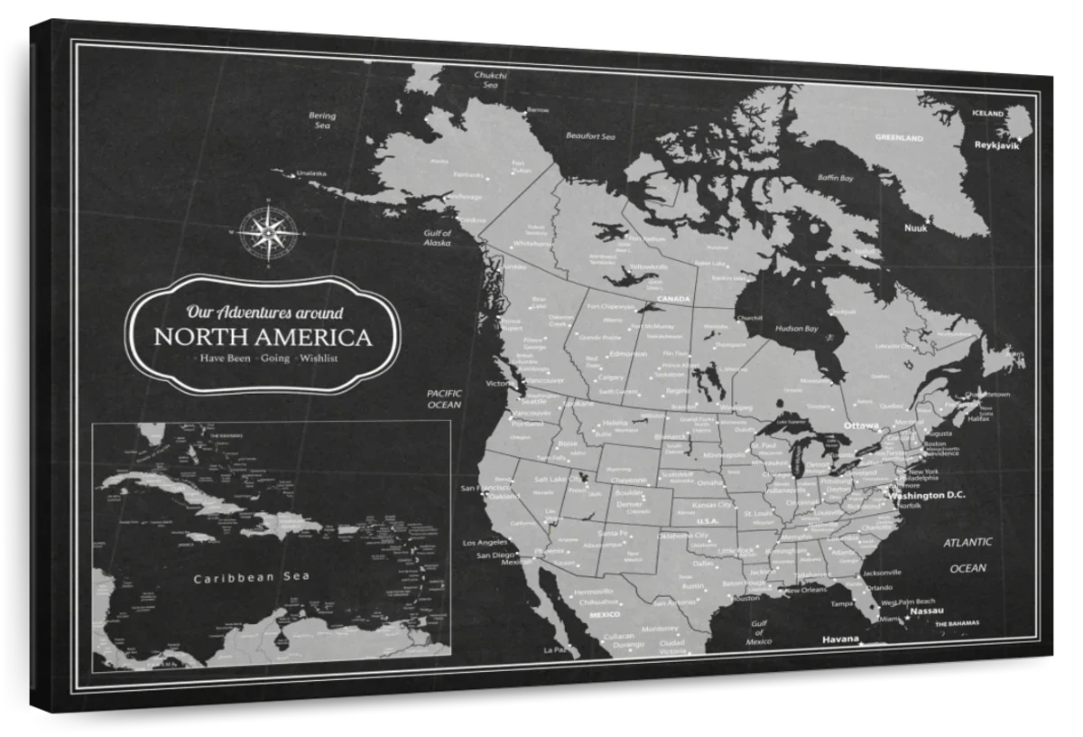 Adventures Around North America Push Pin Map 1