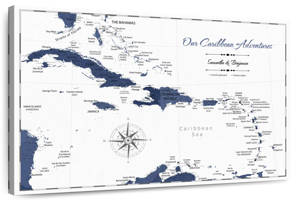 Adventures Island Caribbean Push Pin Map 1