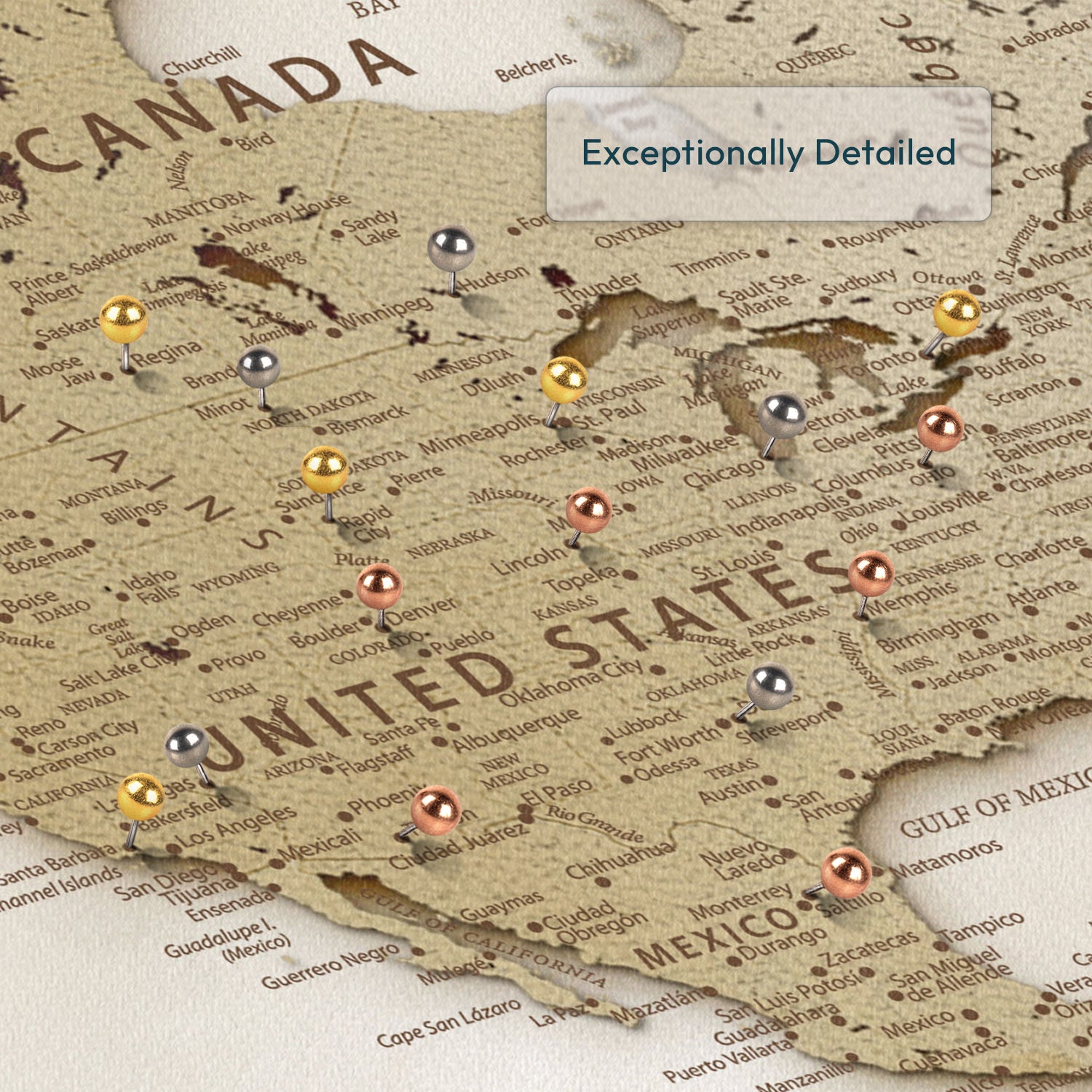 Adventures Through Landmarks Push Pin World Map 3