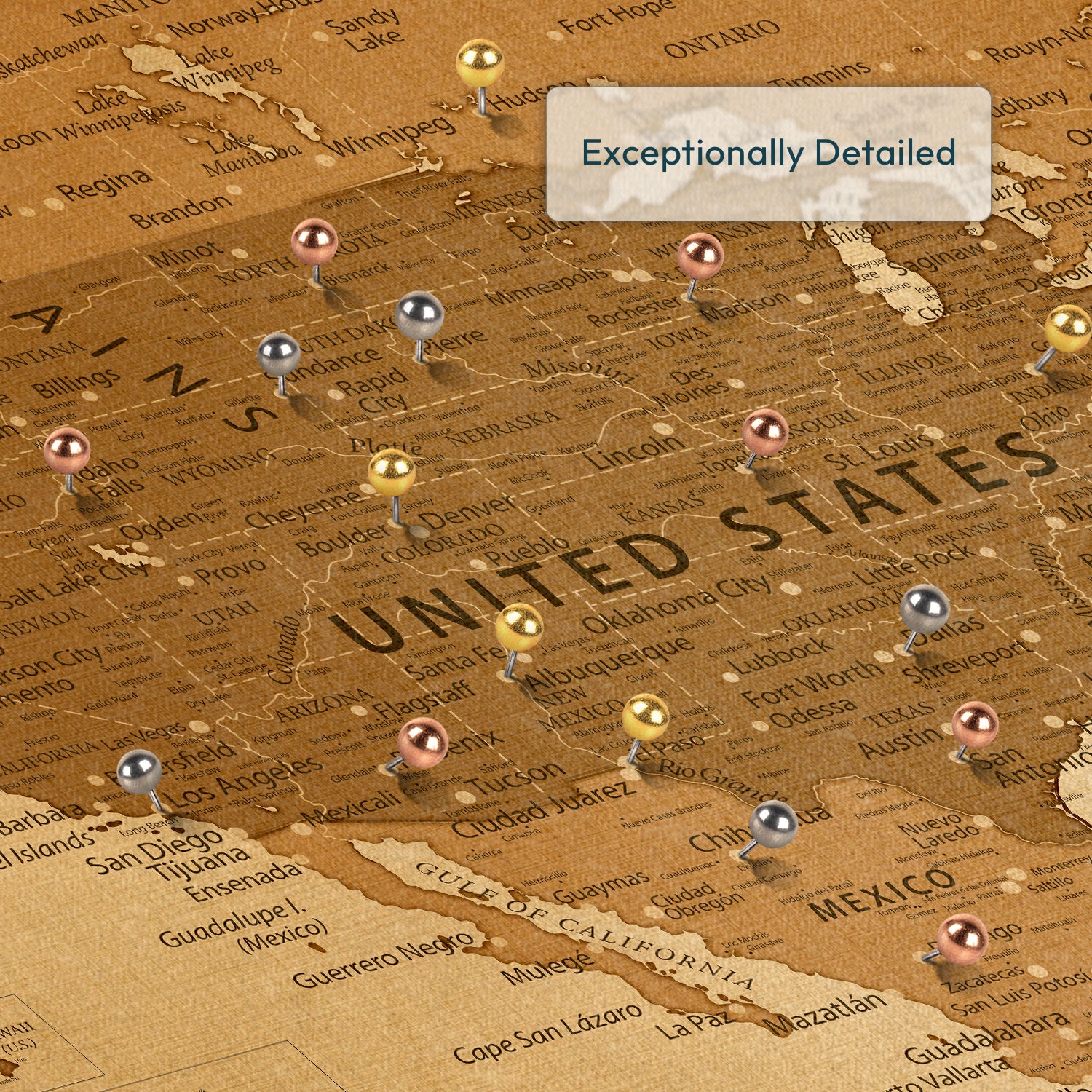 Antique Journeys Push Pin USA Map 3