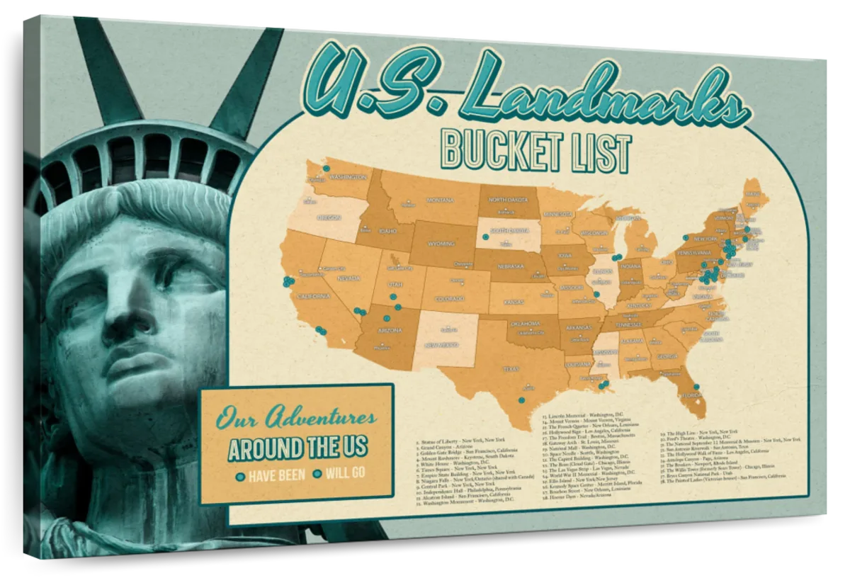 Around The US Landmarks Push Pin USA Map 1