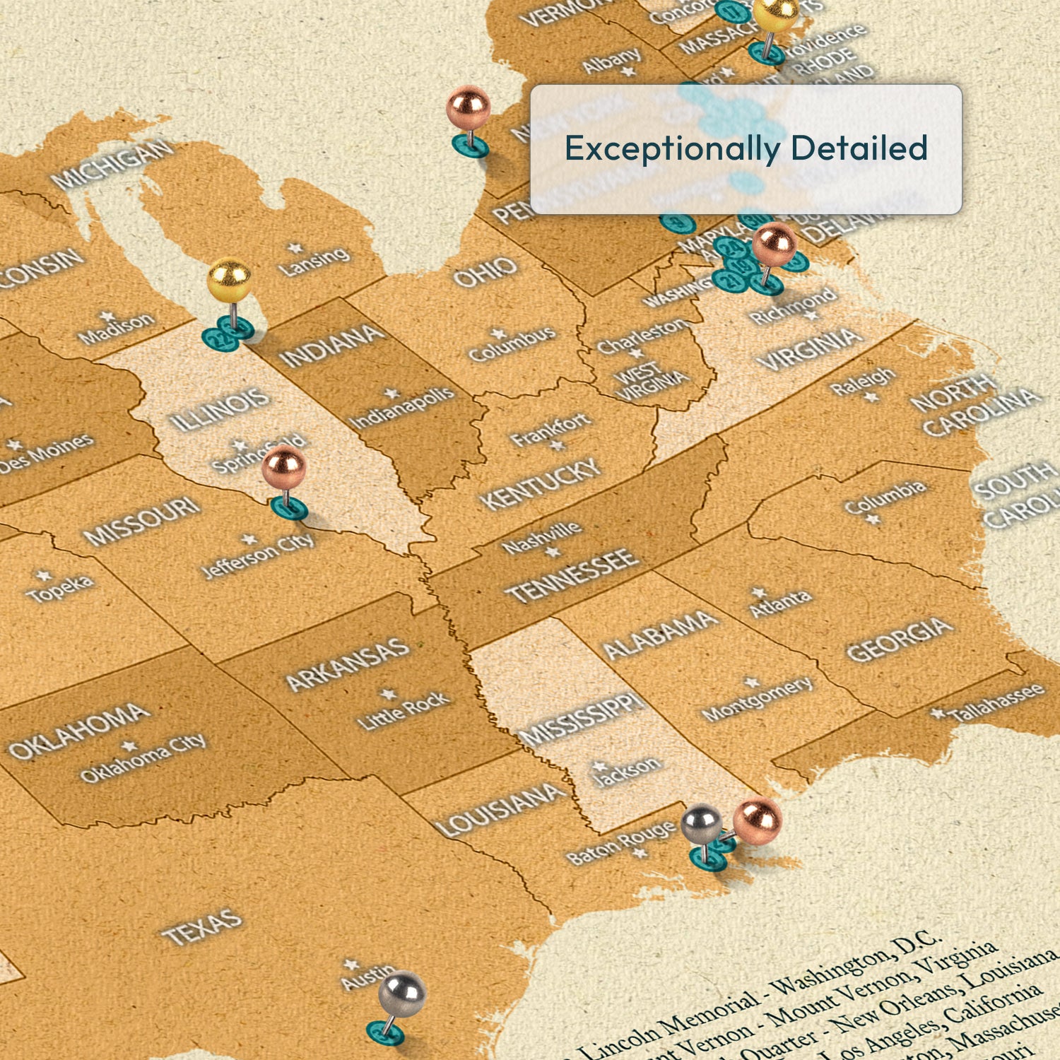 Around The US Landmarks Push Pin USA Map 3