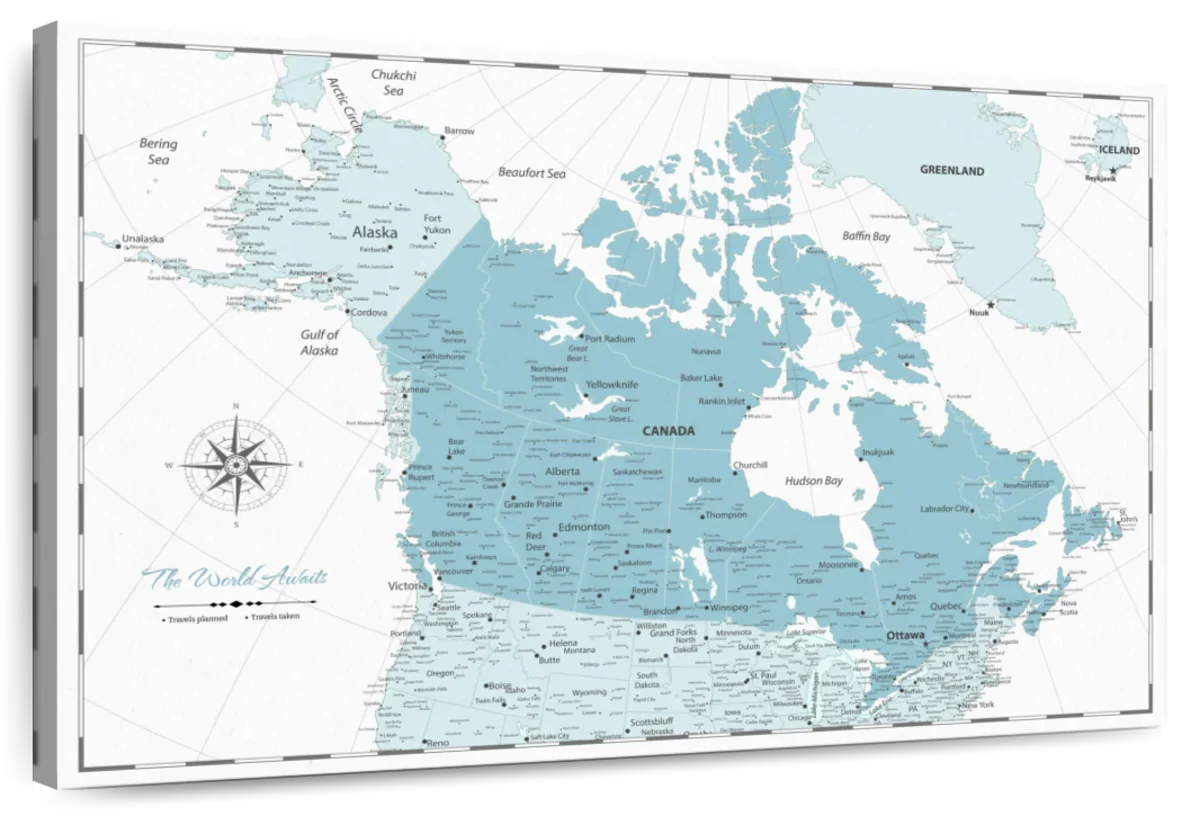 Baby Blue Journeys Canada Push Pin Map 1