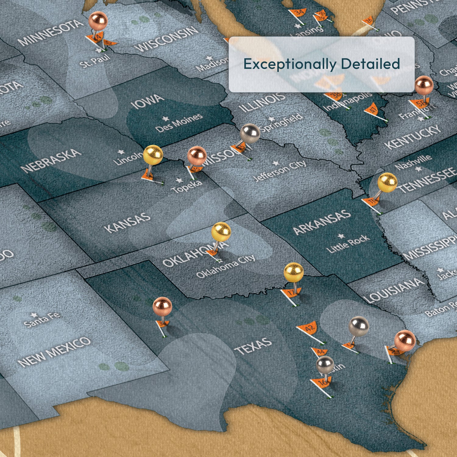 Basketball Adventures Push Pin USA Map 3