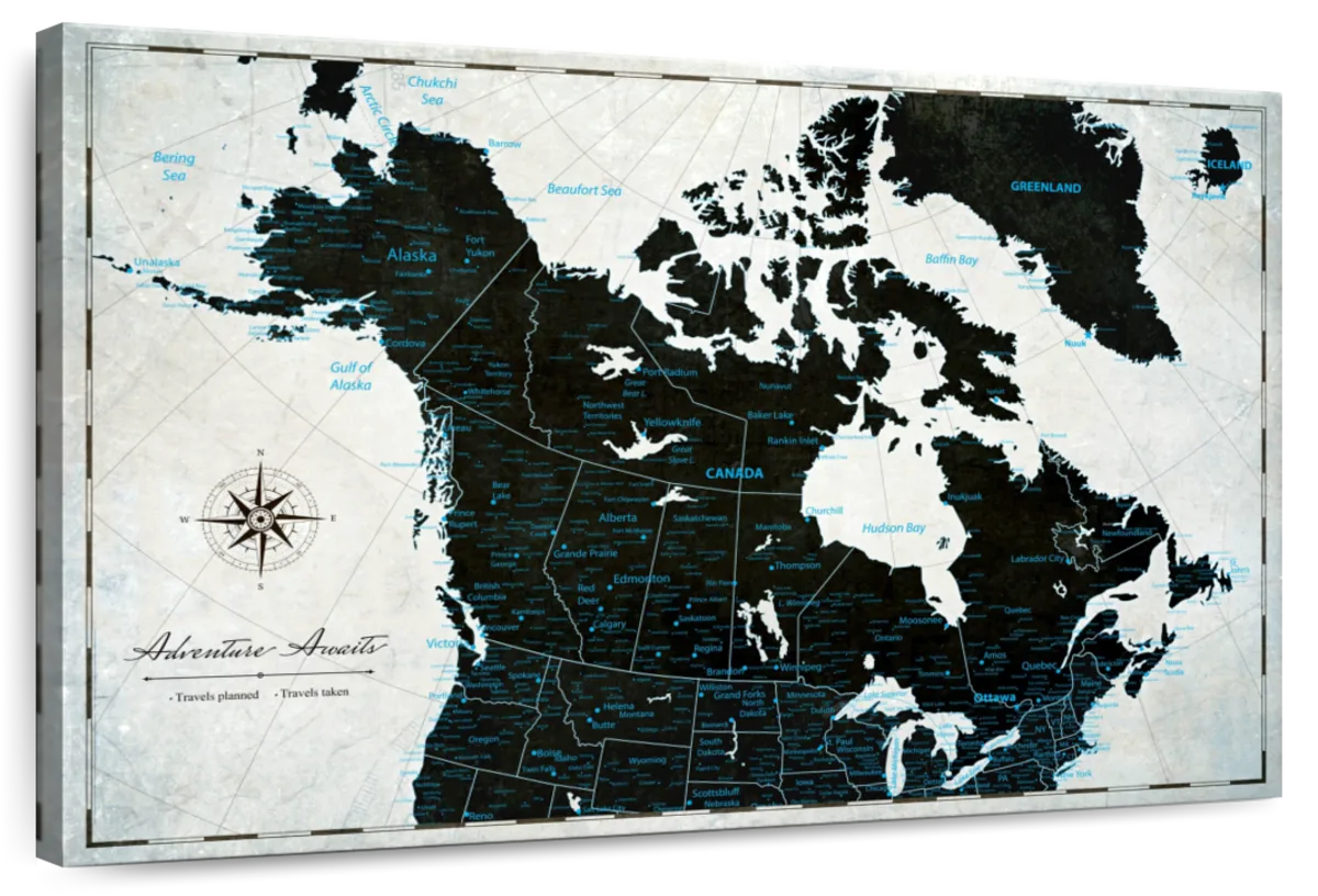 Black And Blue Journeys Canada Push Pin Map 1