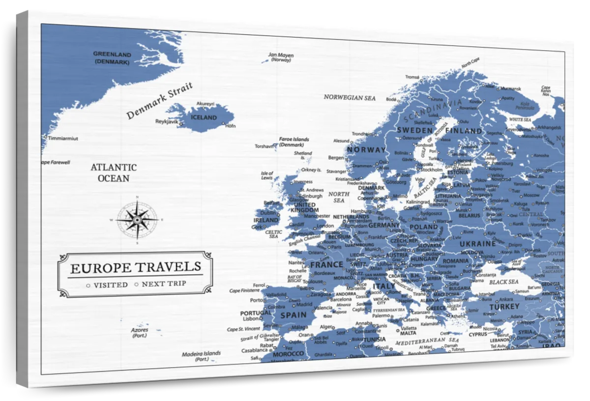 Blue Horizons Europe Push Pin Map 1