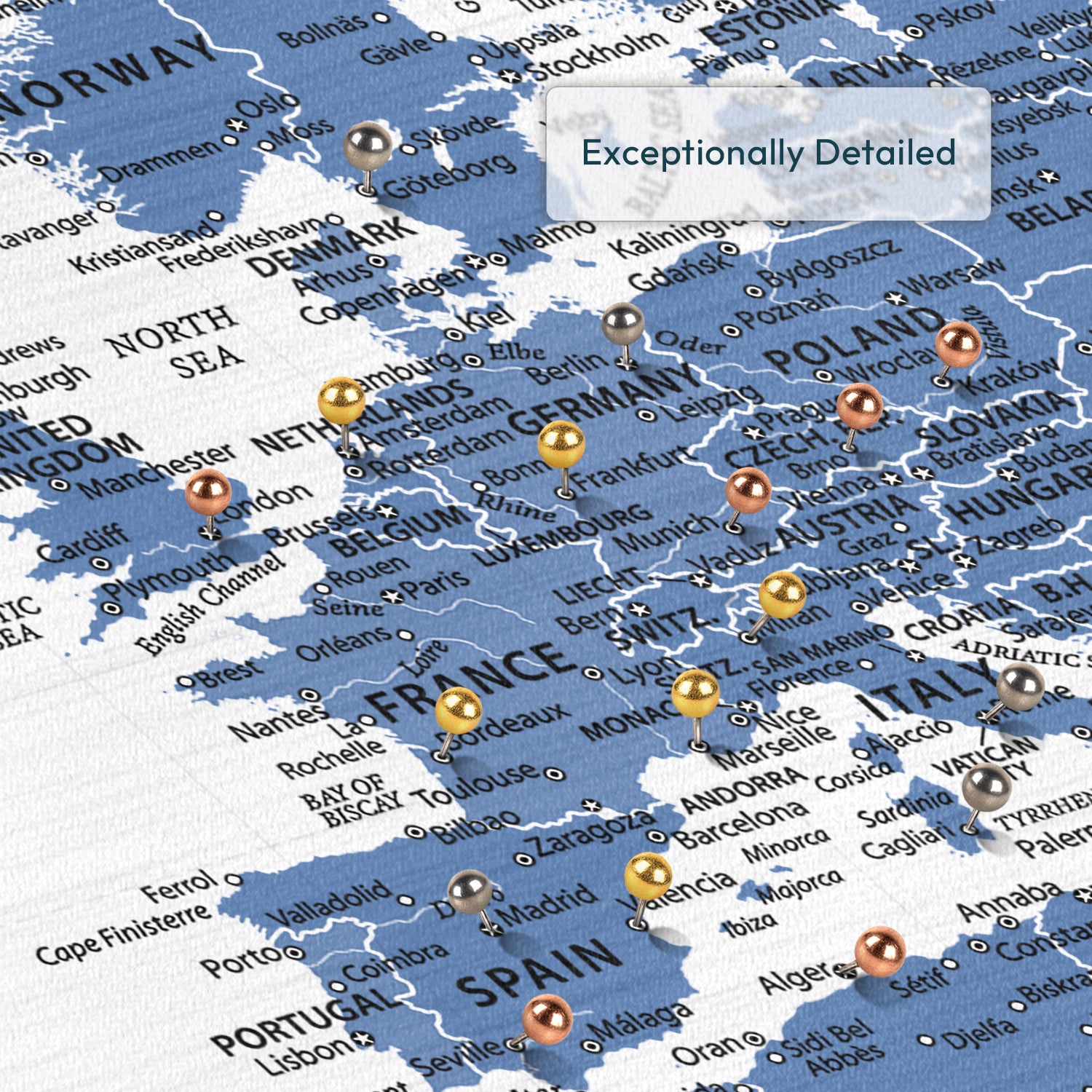 Blue Horizons Europe Push Pin Map 3