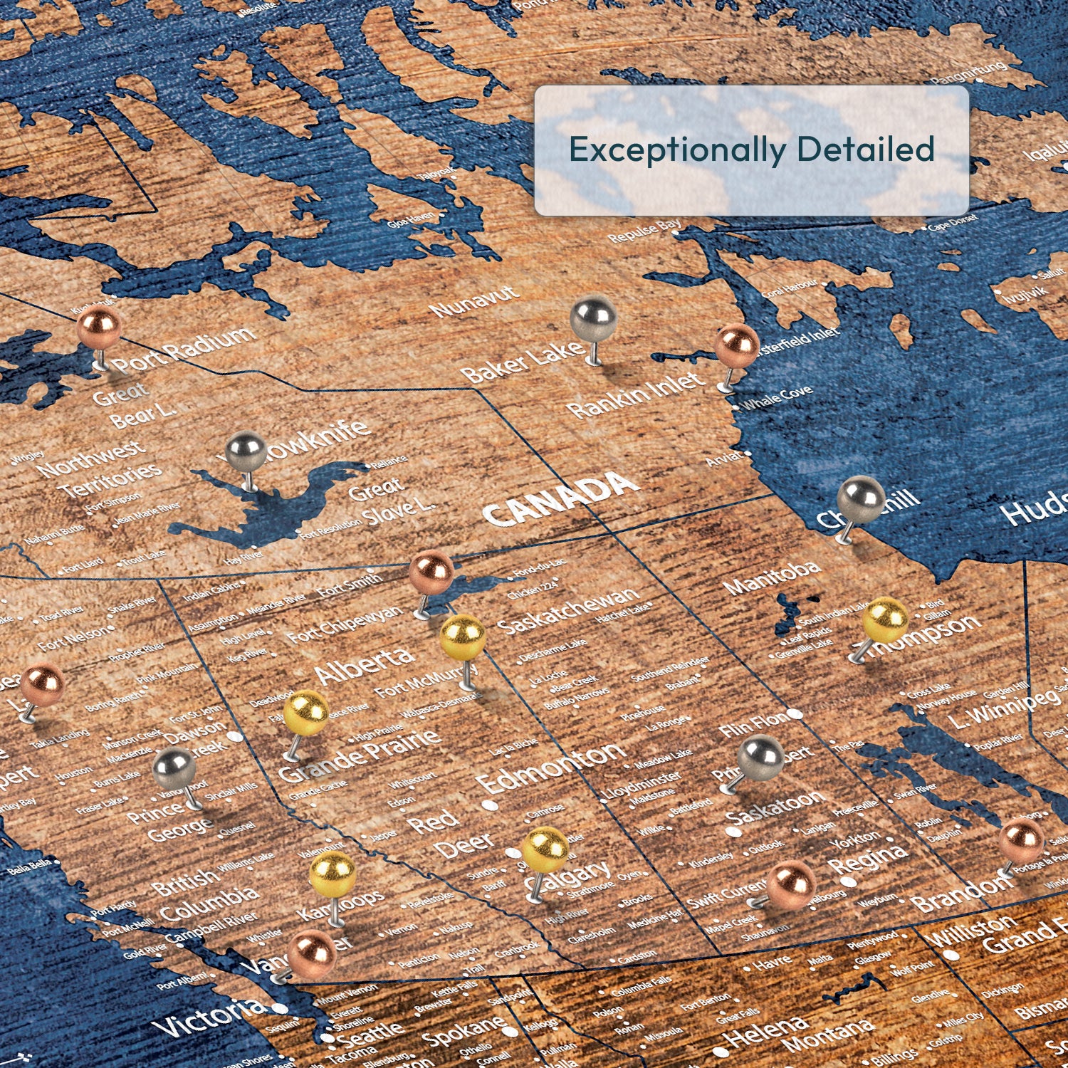 Brown And Blue Journeys Canada Push Pin Map 3