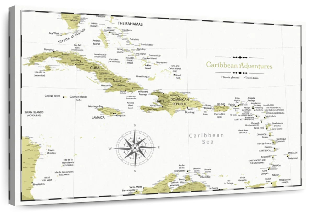 Caribbean Adventures Push Pin Map 1