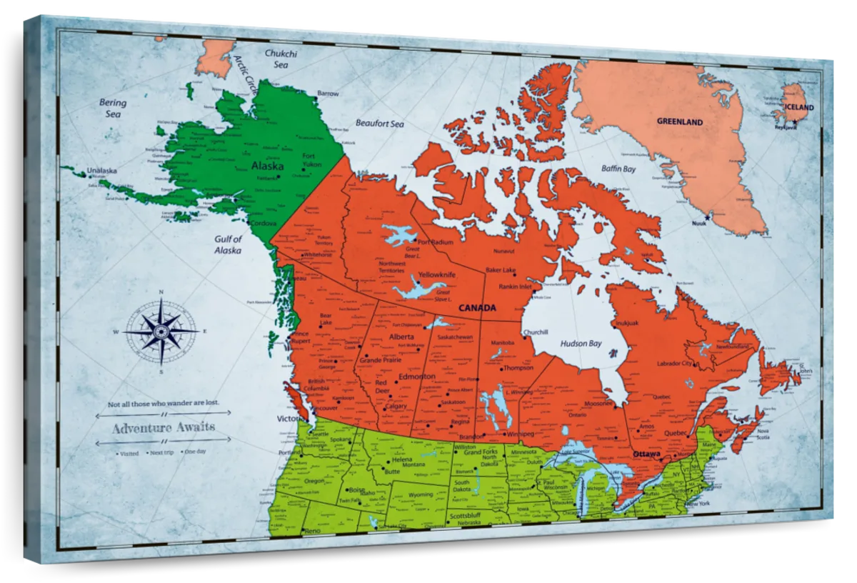 Colorful Adventures Canada Push Pin Map 1