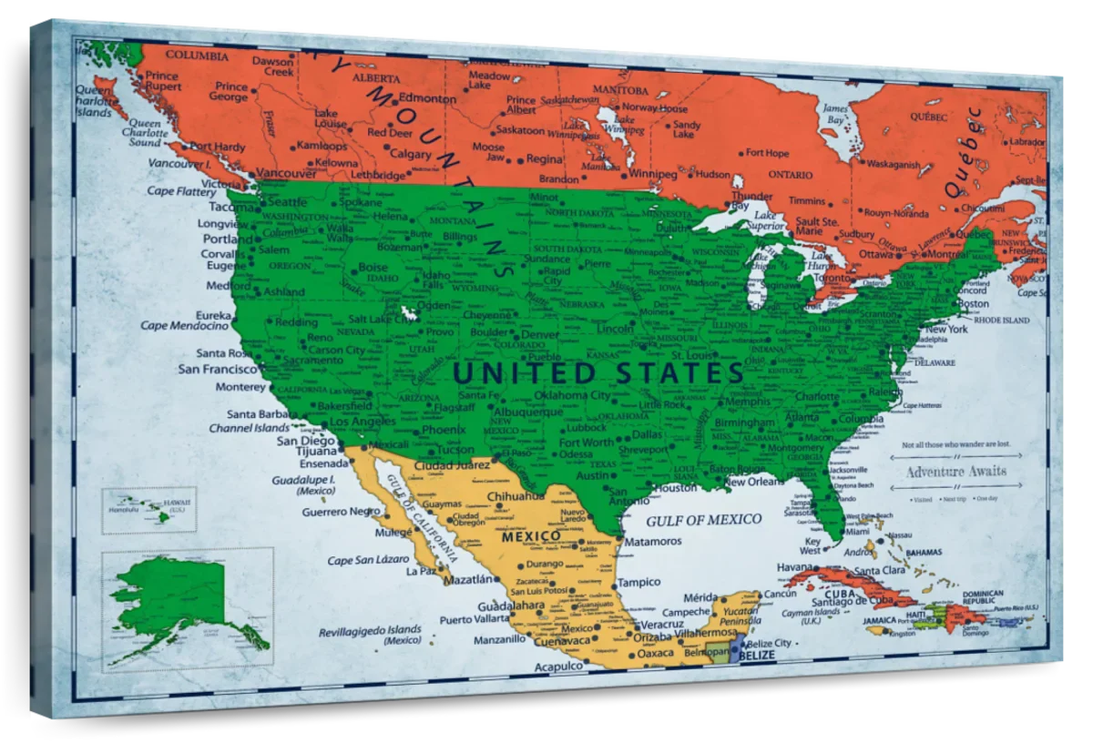 Colorful Trails Push Pin USA Map 1