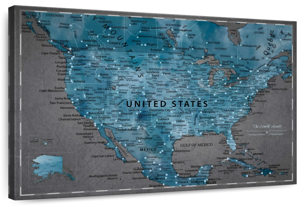 Dark Gray Journeys Push Pin USA Map 1