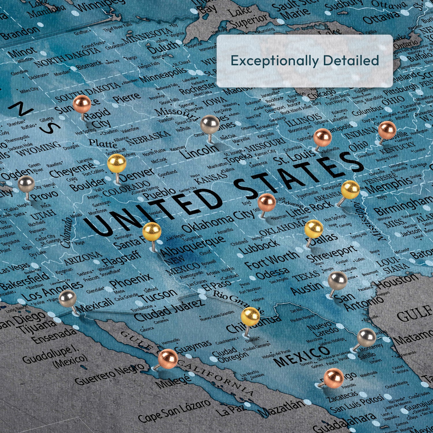 Dark Gray Journeys Push Pin USA Map 3