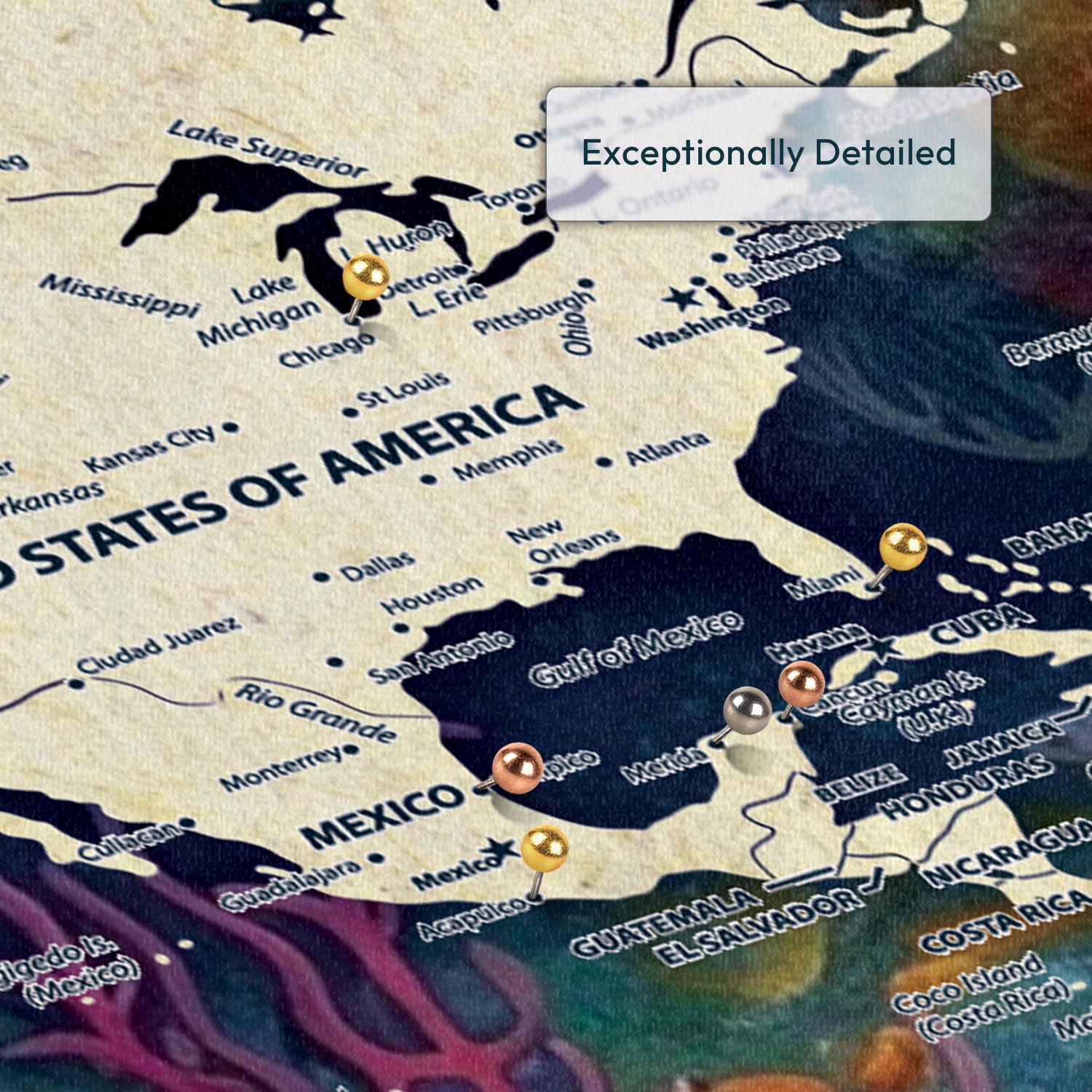 Diving Adventures Push Pin World Map 4