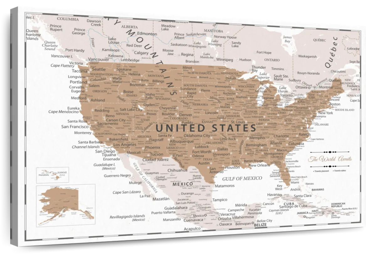 Earth Tone Journeys Push Pin USA Map 1