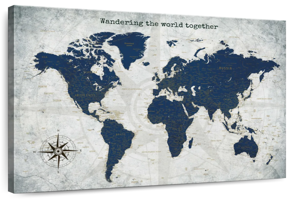 Forever Wandering Together Push Pin World Map 1