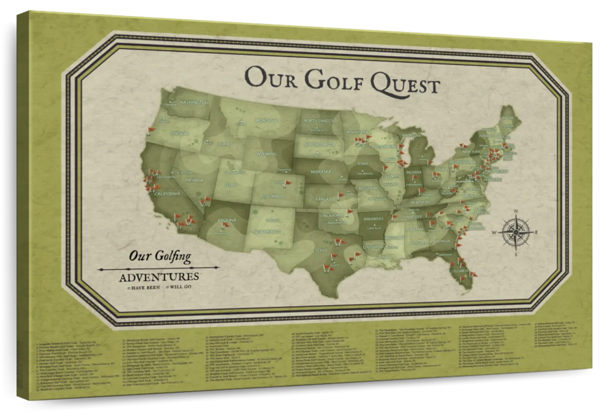 Golf Course Memories Push Pin USA Map 1