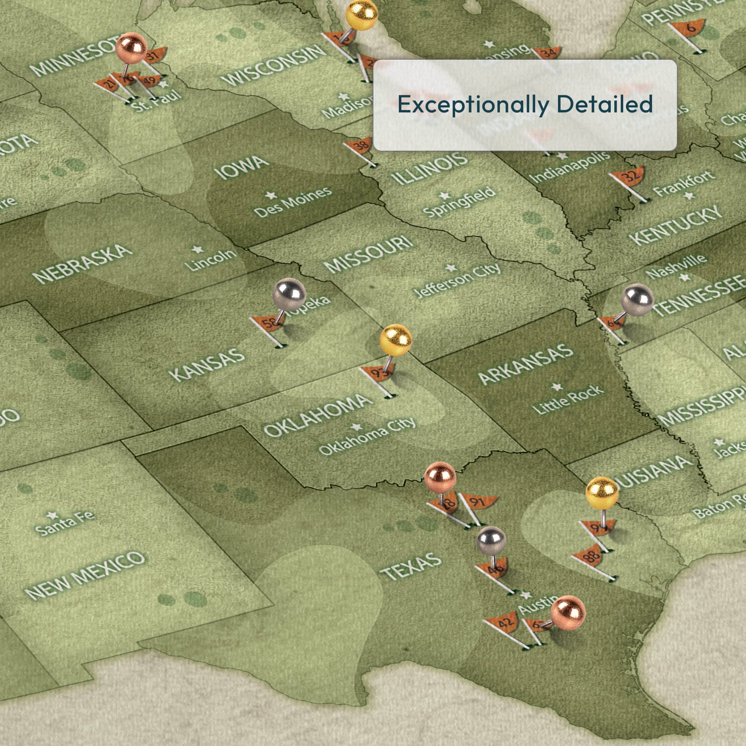 Golf Course Memories Push Pin USA Map 3