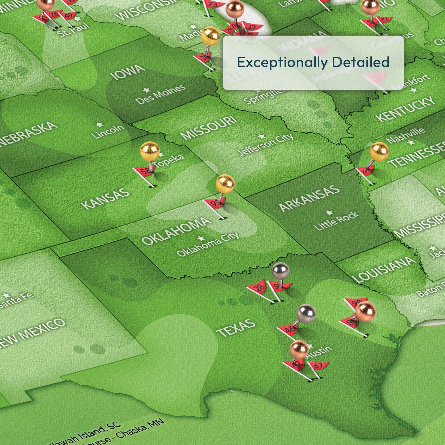 Golfing Adventures Push Pin USA Map 3