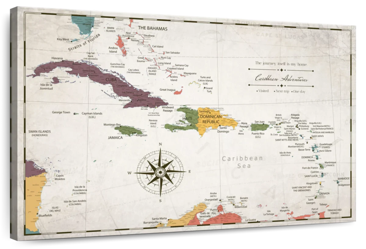 Island Home Push Pin Caribbean Map 1