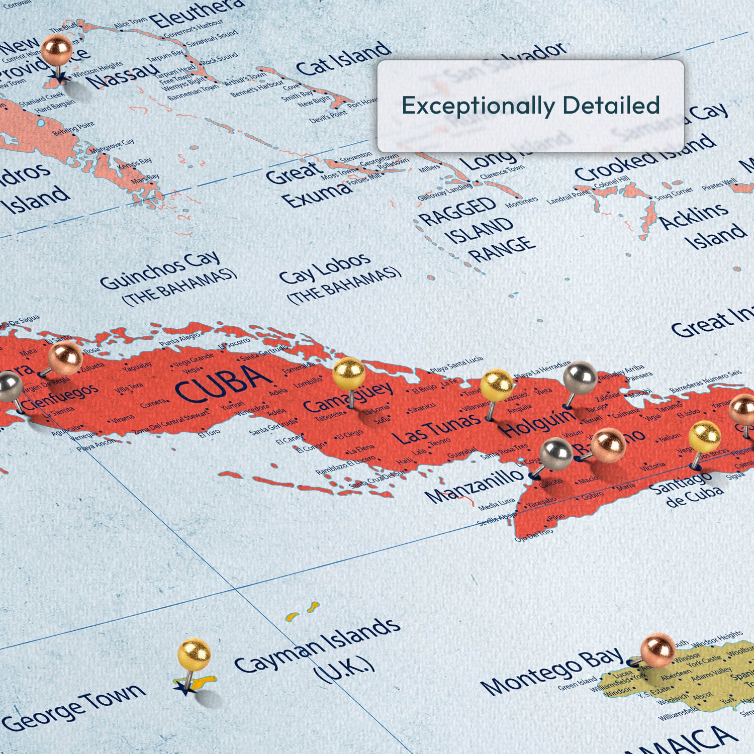 Island Wanderer Caribbean Push Pin Map 3