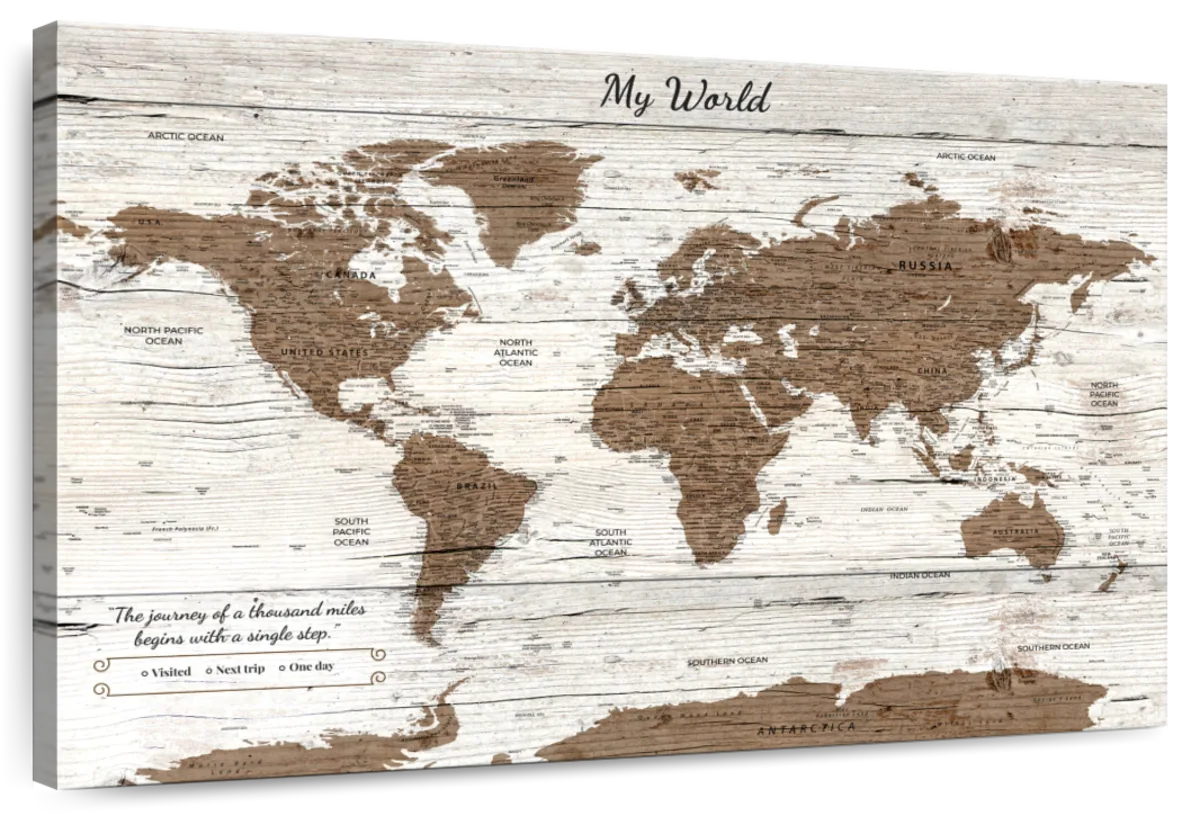 Journey Begins With A Single Step Push Pin World Map 1