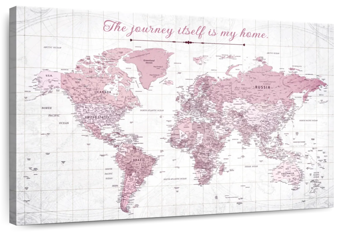 Journey Is My Home Push Pin World Map 1
