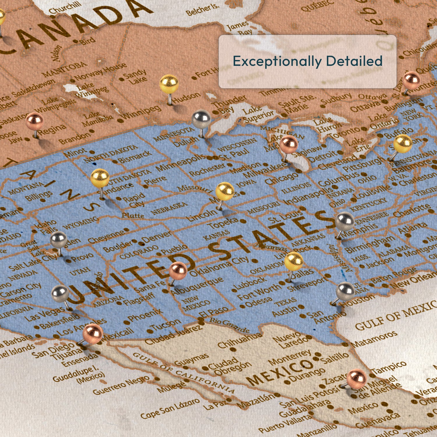 Journey Measured In Friends Push Pin World Map 3