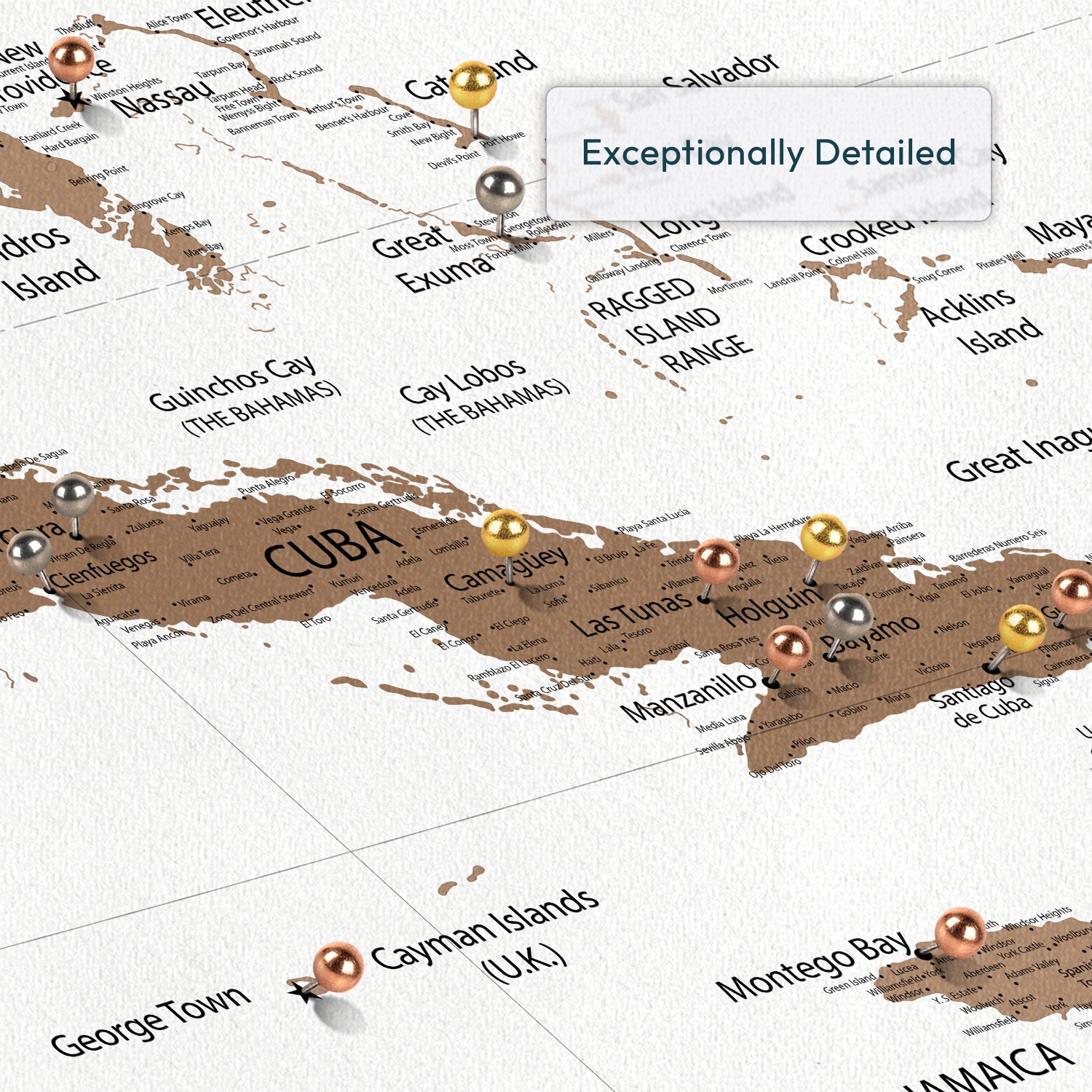 Journeys Through the Caribbean Push Pin Map 3