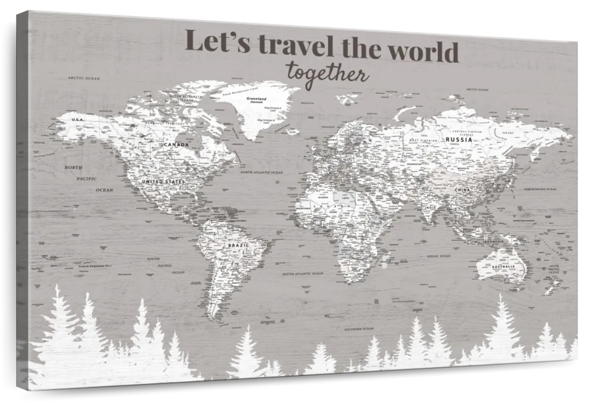 Lets Travel Together Push Pin World Map 1