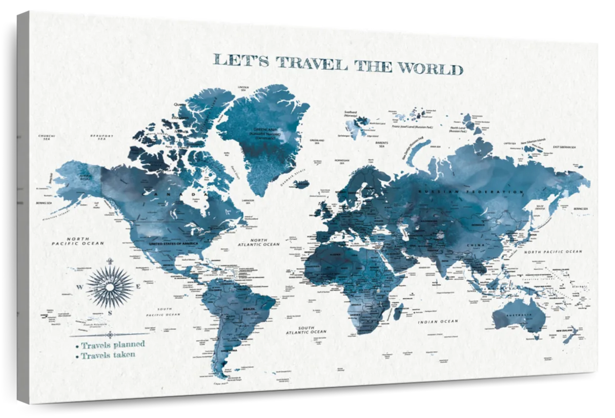 Lets Travel Travel The World Push Pin Map 1