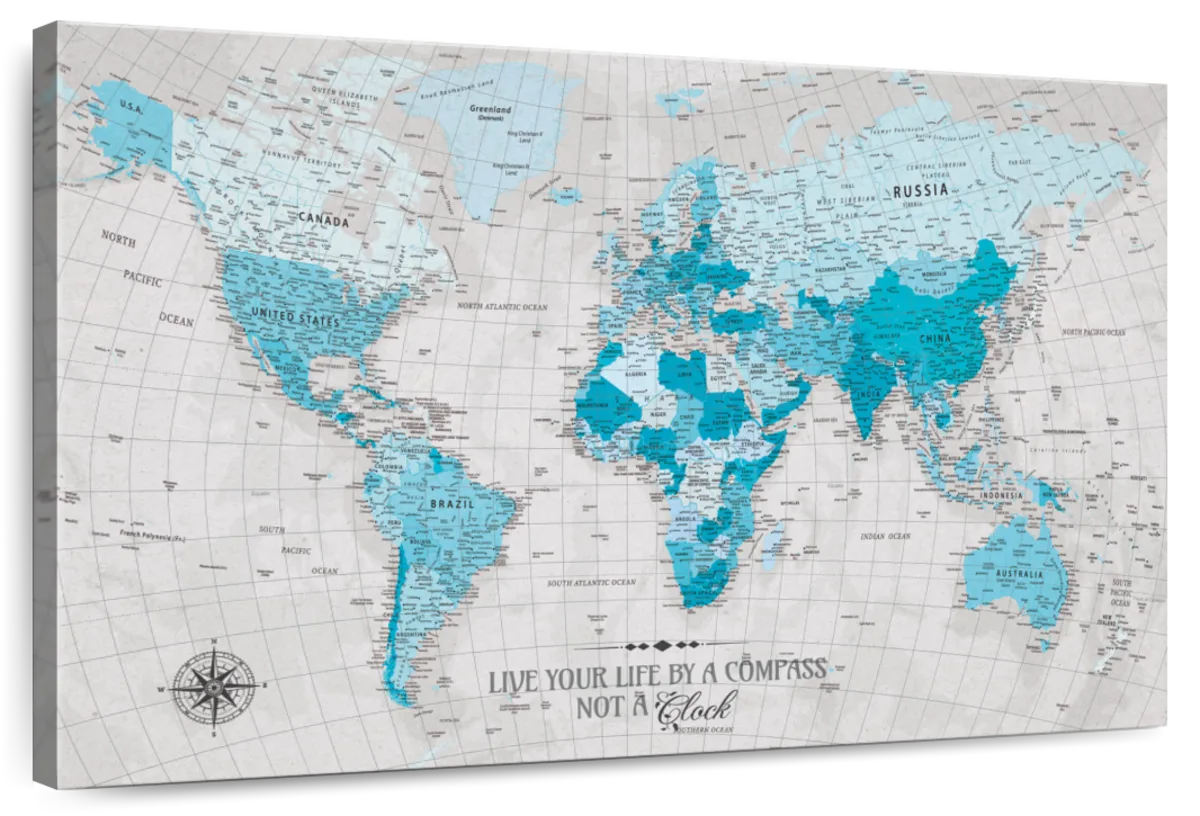Life By A Compass Push Pin World Map 1