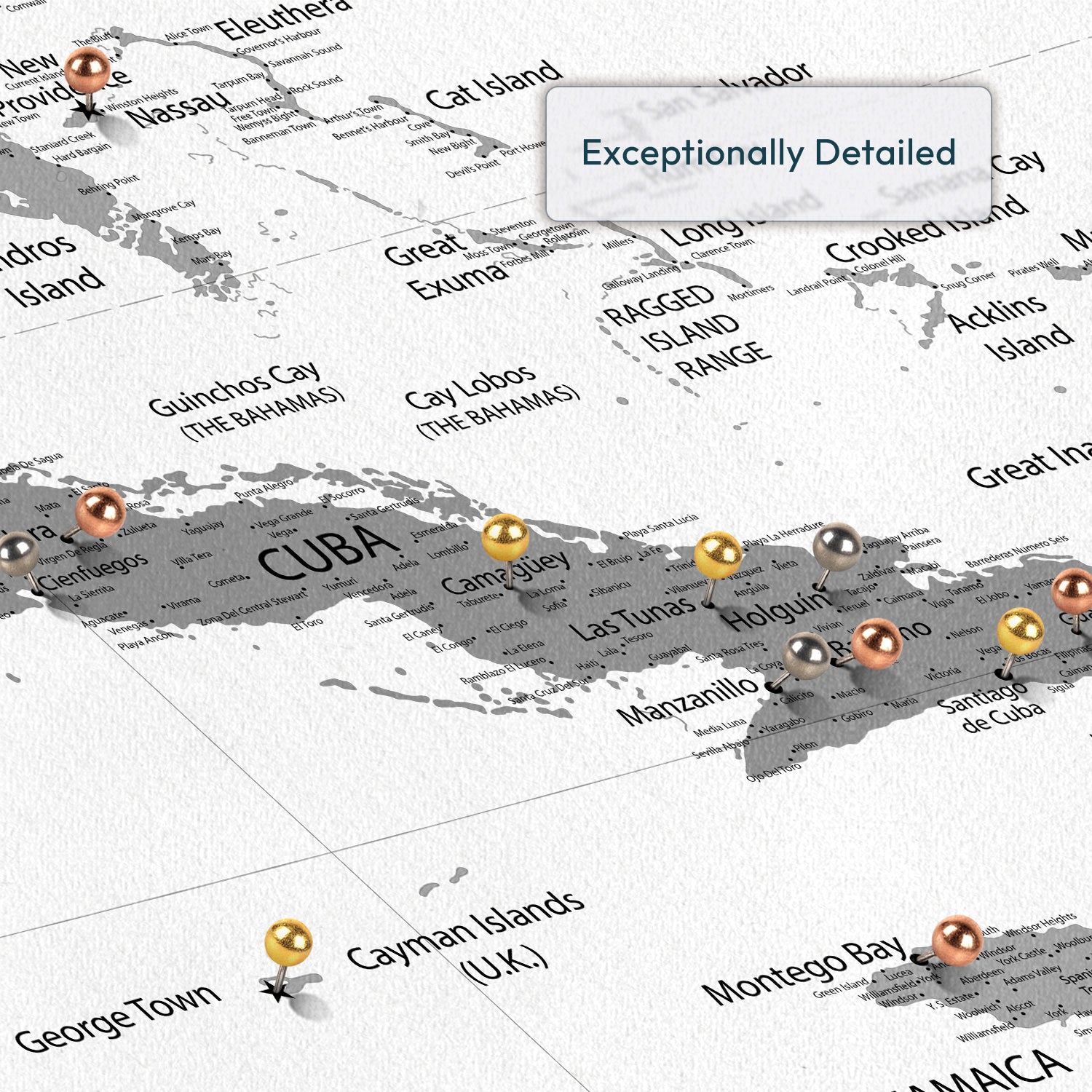 Light Gray Adventures Caribbean Push Pin Map 3