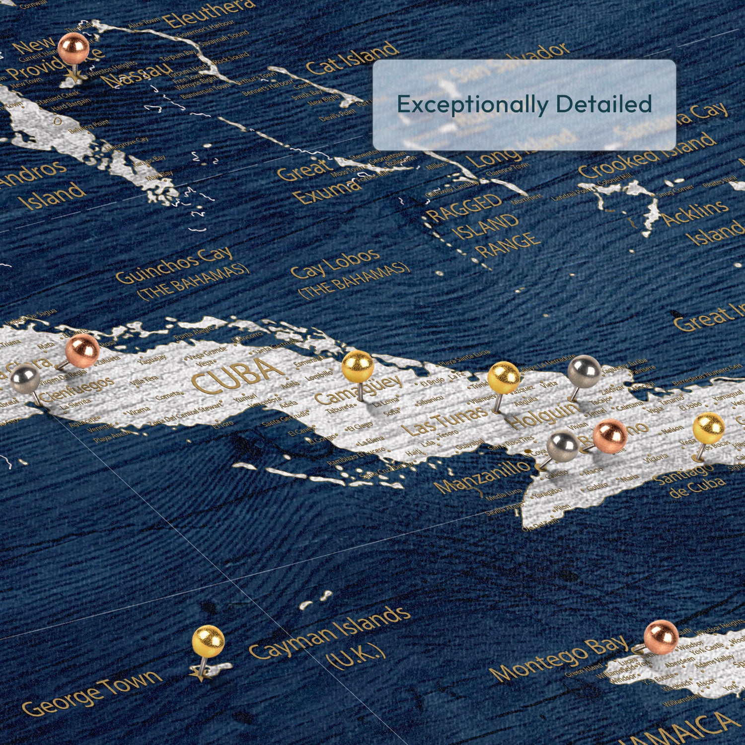 Midnight Island Adventures Caribbean Push Pin Map 3