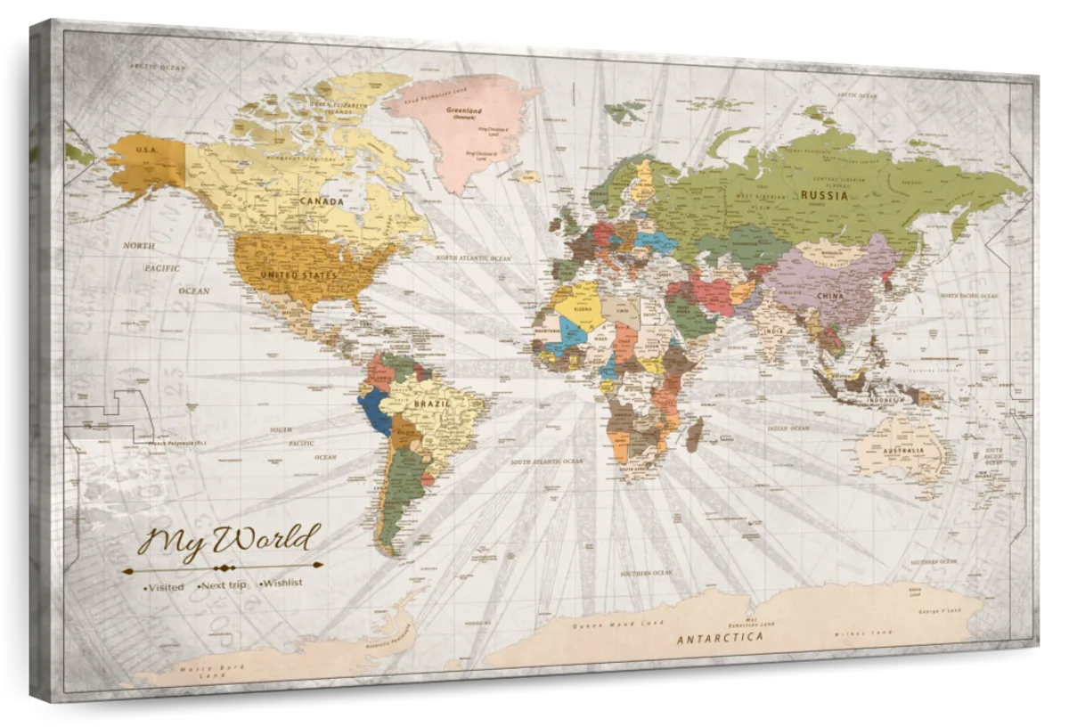 My World Pinned Push Pin Travel Map 1