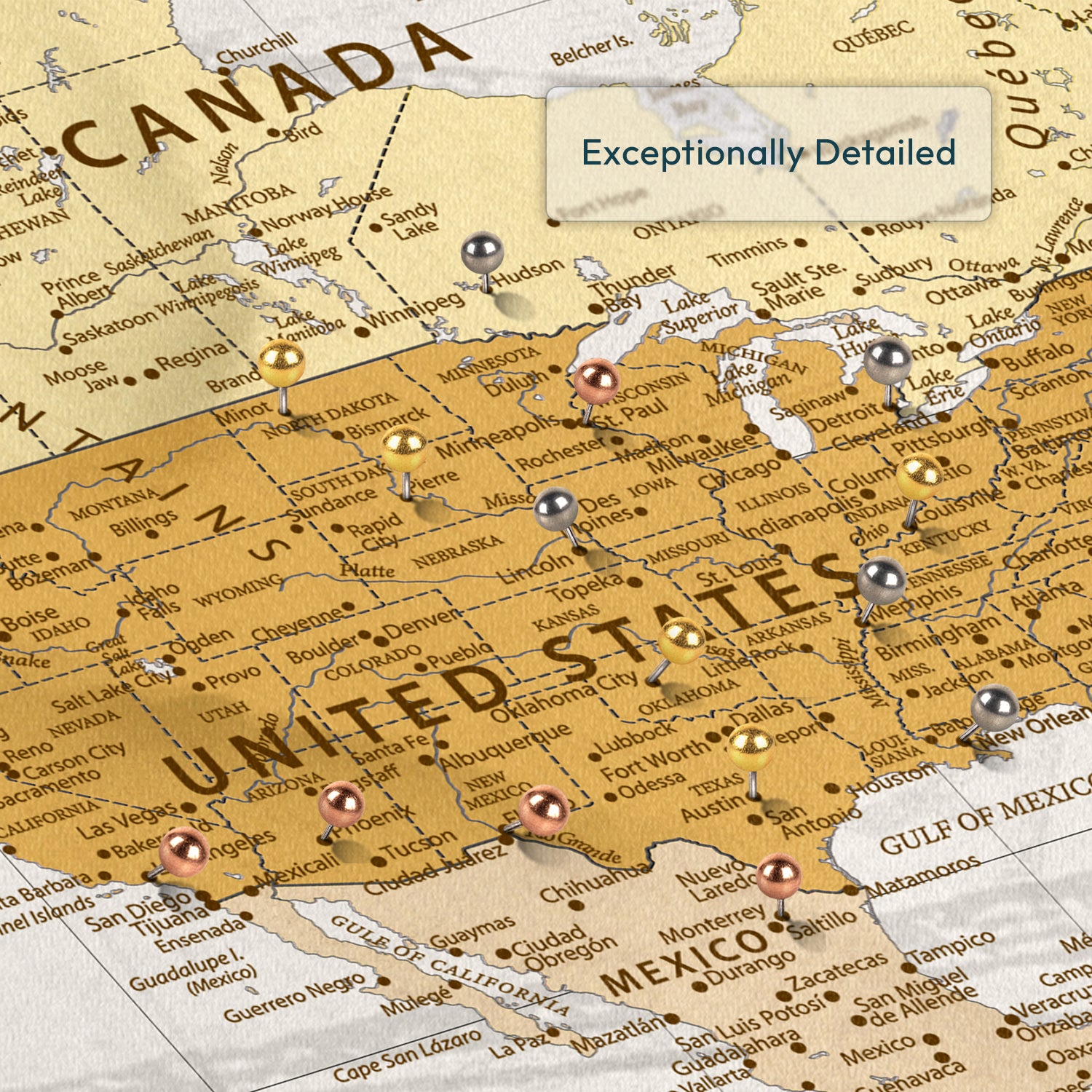 My World Pinned Push Pin Travel Map 3