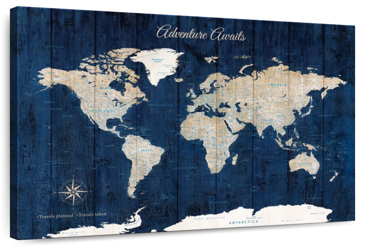 Nautical Trails Push Pin World Map 1