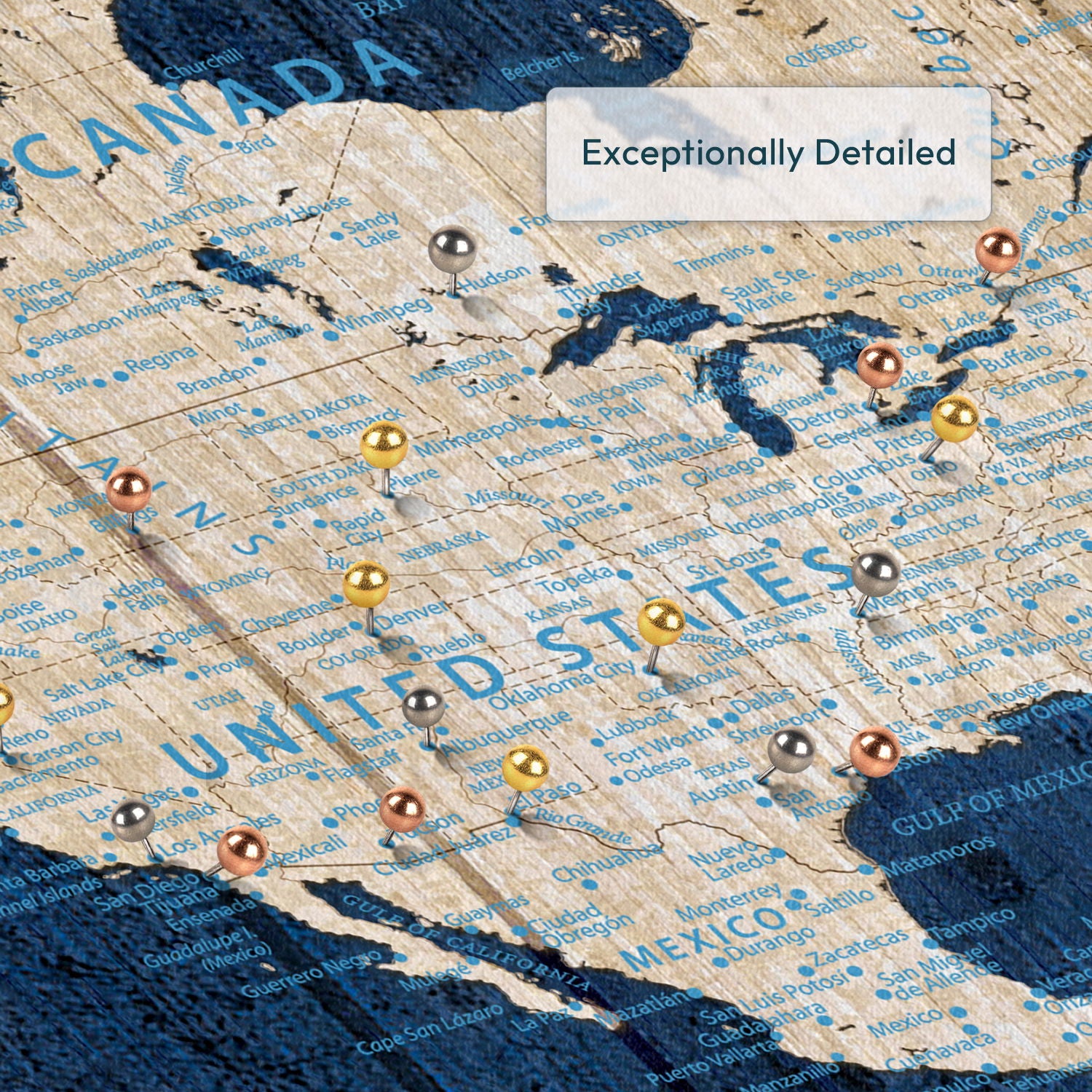 Nautical Trails Push Pin World Map 4