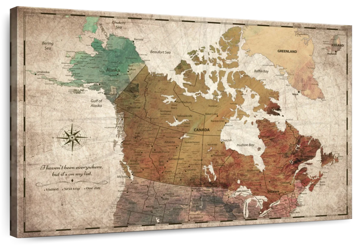 On My List Canada Push Pin Map 1